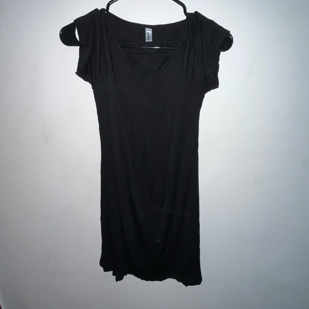 Black Short Sleeve Dress top with off the shoulder like sleevess